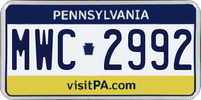 PA license plate MWC2992
