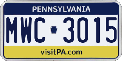 PA license plate MWC3015