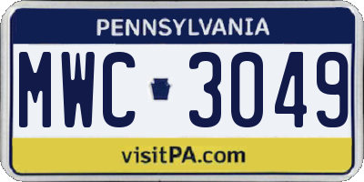 PA license plate MWC3049