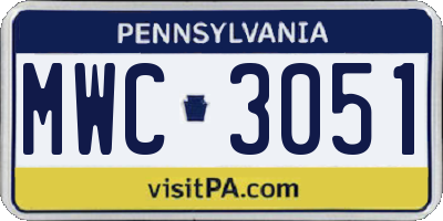 PA license plate MWC3051