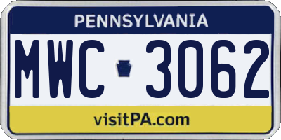 PA license plate MWC3062