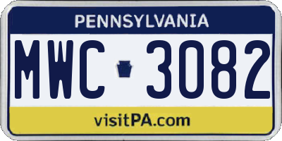 PA license plate MWC3082