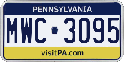PA license plate MWC3095