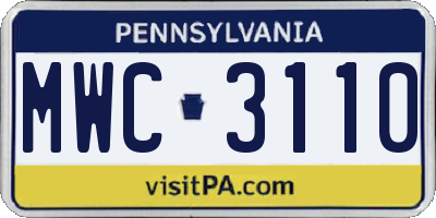 PA license plate MWC3110