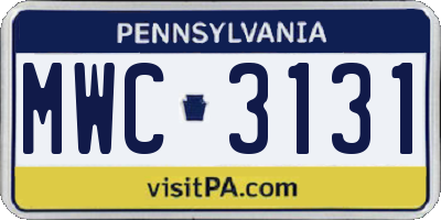 PA license plate MWC3131