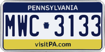 PA license plate MWC3133