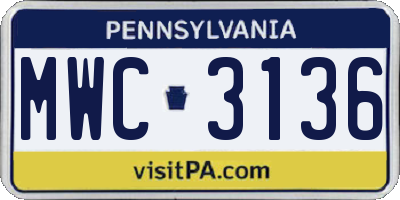 PA license plate MWC3136