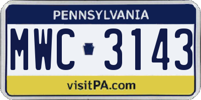PA license plate MWC3143