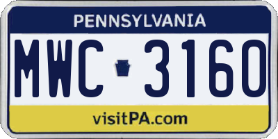 PA license plate MWC3160