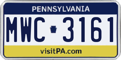 PA license plate MWC3161
