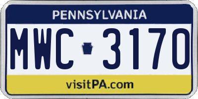 PA license plate MWC3170