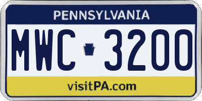 PA license plate MWC3200