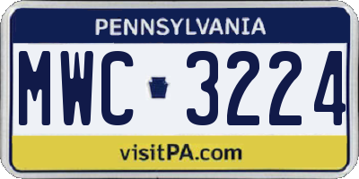 PA license plate MWC3224