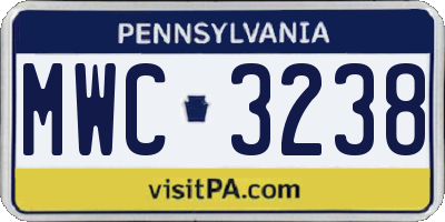 PA license plate MWC3238