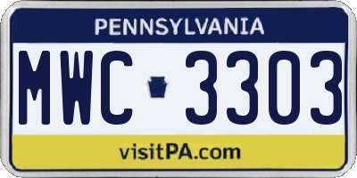 PA license plate MWC3303
