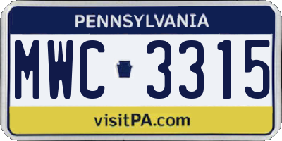PA license plate MWC3315