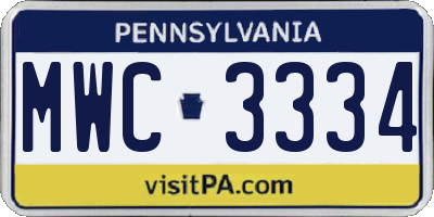 PA license plate MWC3334