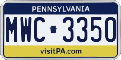 PA license plate MWC3350