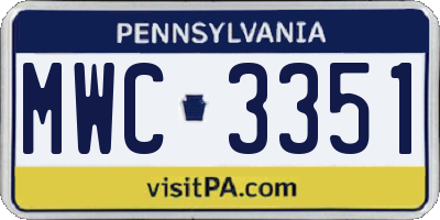 PA license plate MWC3351