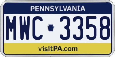 PA license plate MWC3358