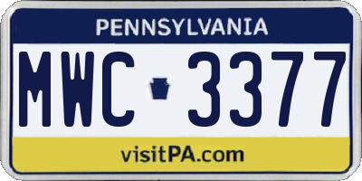 PA license plate MWC3377