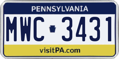 PA license plate MWC3431
