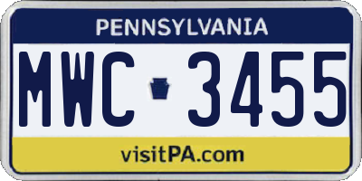 PA license plate MWC3455