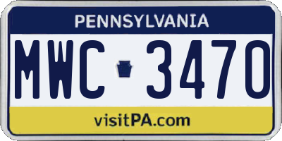 PA license plate MWC3470