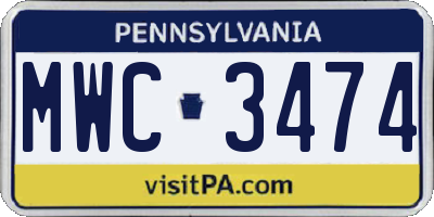 PA license plate MWC3474