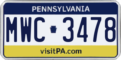 PA license plate MWC3478