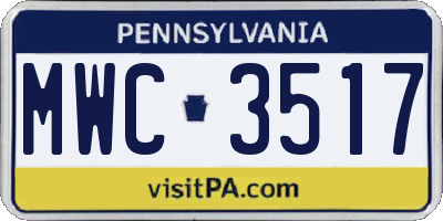PA license plate MWC3517