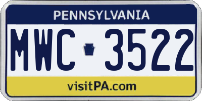 PA license plate MWC3522