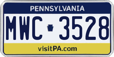 PA license plate MWC3528