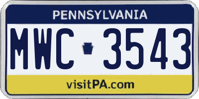 PA license plate MWC3543