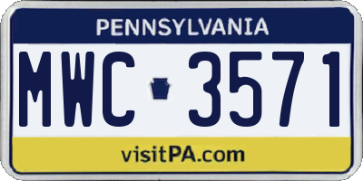 PA license plate MWC3571
