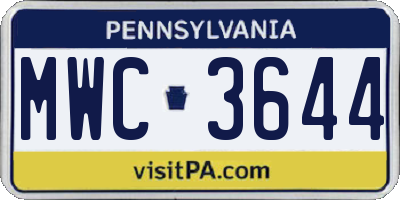 PA license plate MWC3644