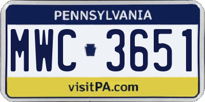 PA license plate MWC3651