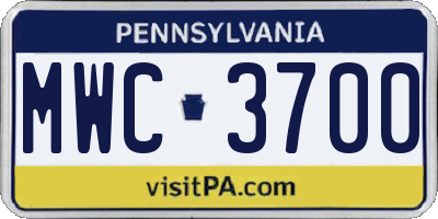 PA license plate MWC3700