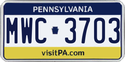 PA license plate MWC3703