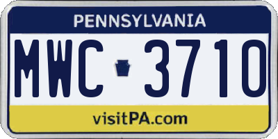 PA license plate MWC3710