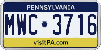 PA license plate MWC3716