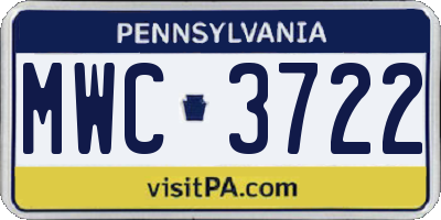 PA license plate MWC3722