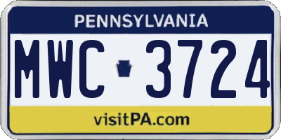 PA license plate MWC3724