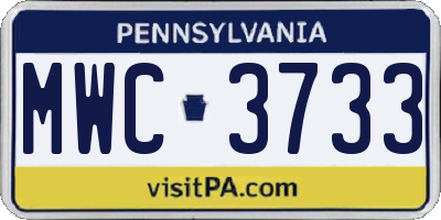 PA license plate MWC3733