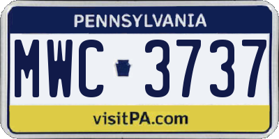 PA license plate MWC3737