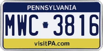 PA license plate MWC3816