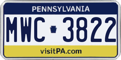 PA license plate MWC3822