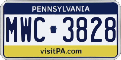 PA license plate MWC3828