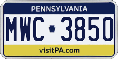 PA license plate MWC3850