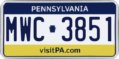 PA license plate MWC3851